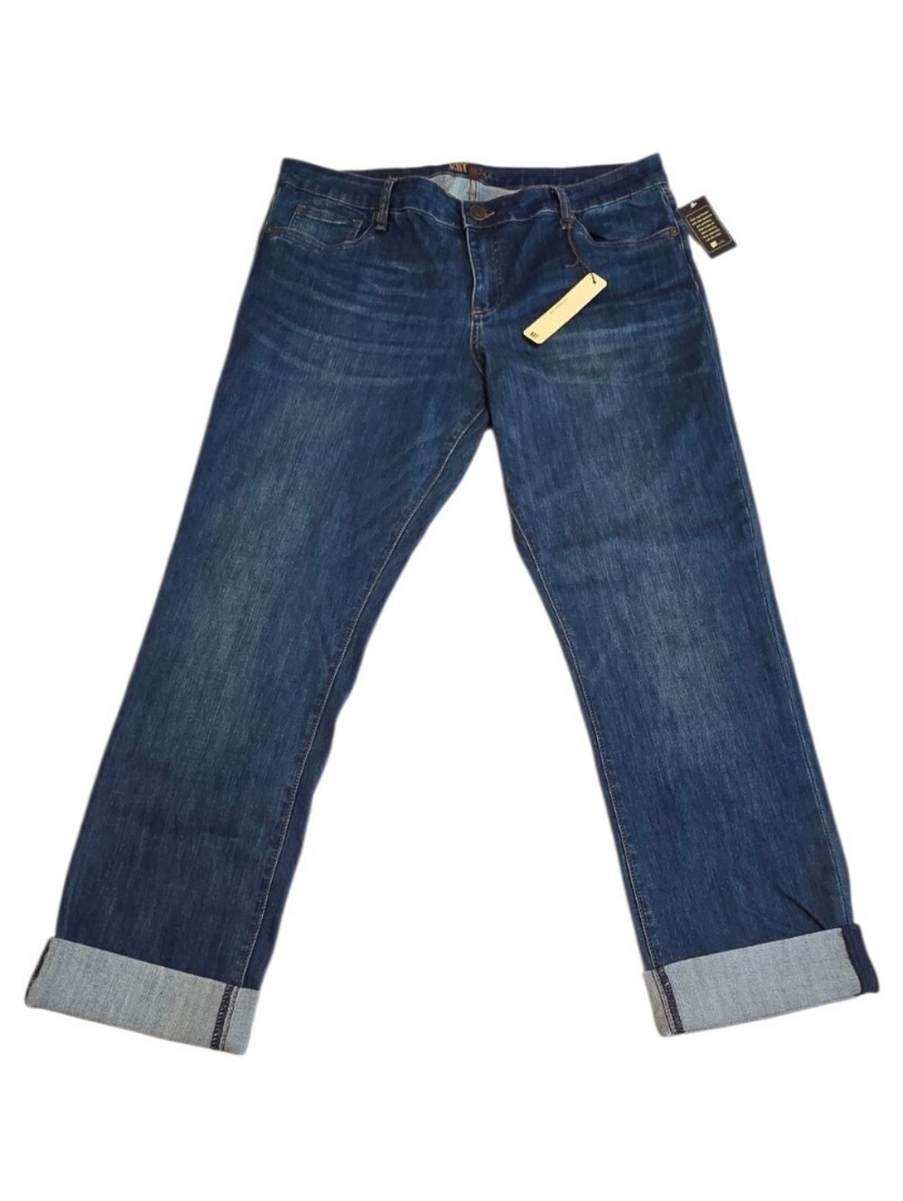 NWT Kut from the Cloth Cuffed Hem Straight Leg Jeans Indigo Blue Stretch 16